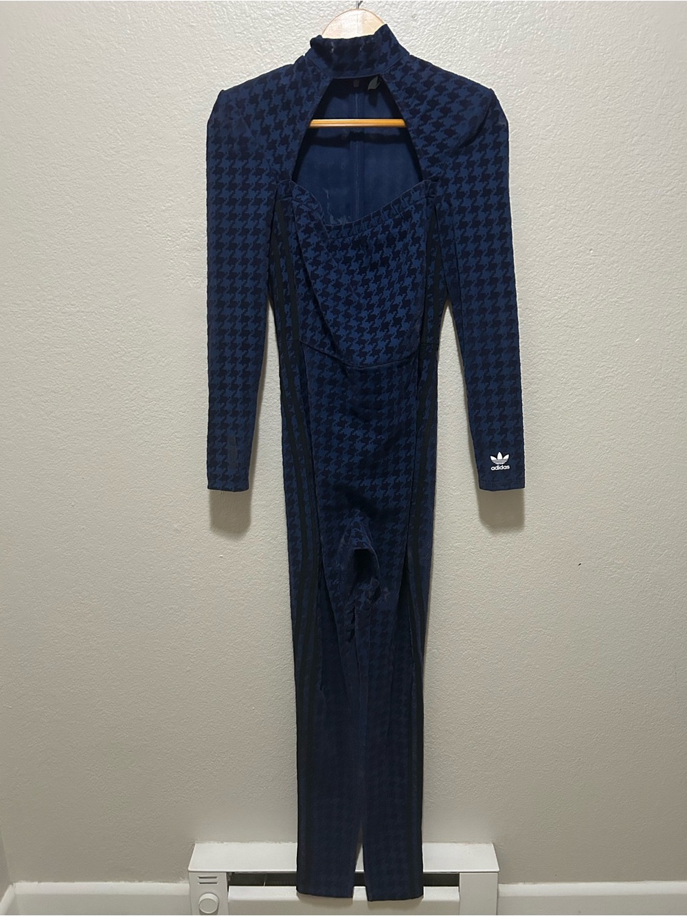 Adidas x Ivy Park Houndstooth Mesh Catsuit Blue Small Beyoncé Bodysuit - Picture 2 of 10